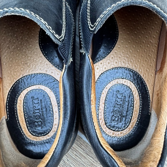 Born Mens black Leather slip on Shoes size 10.5 - Picture 6 of 11